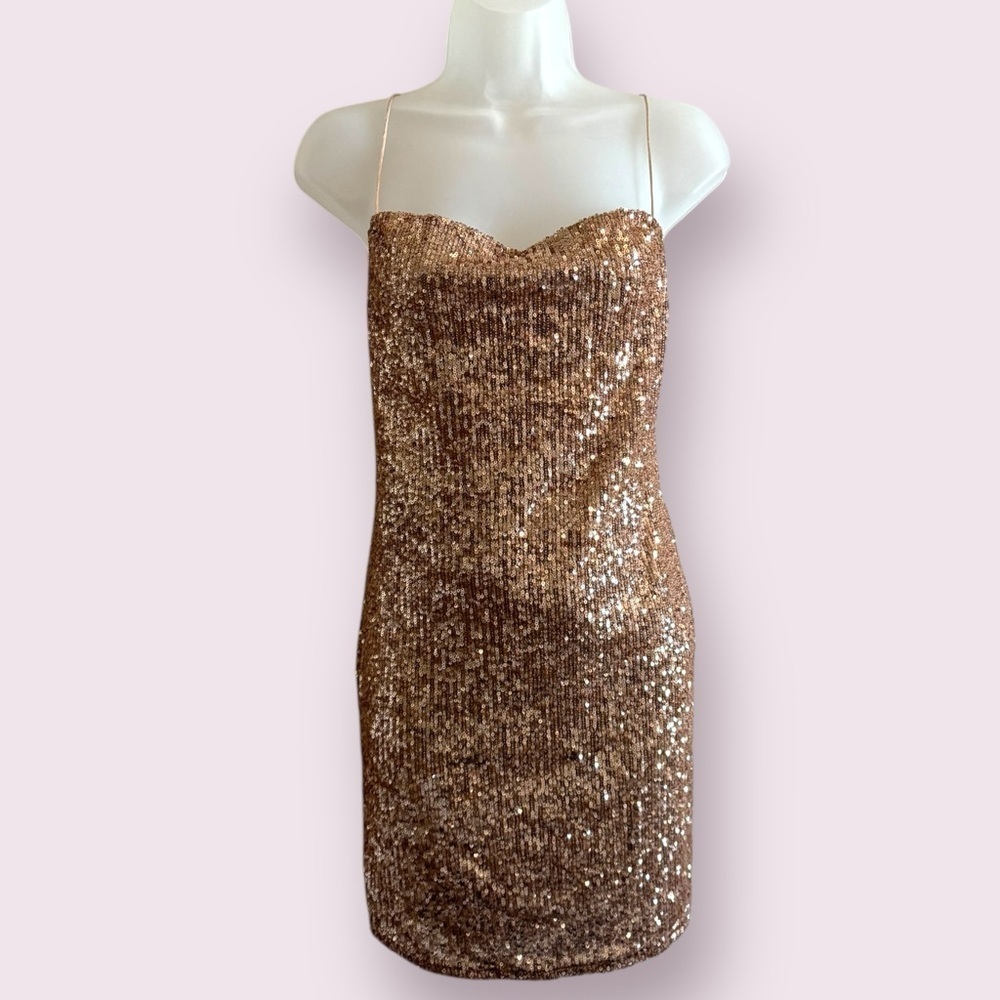NWT Topshop Gold Sequin Mini Dress Sleeveless Party Dress Size 2